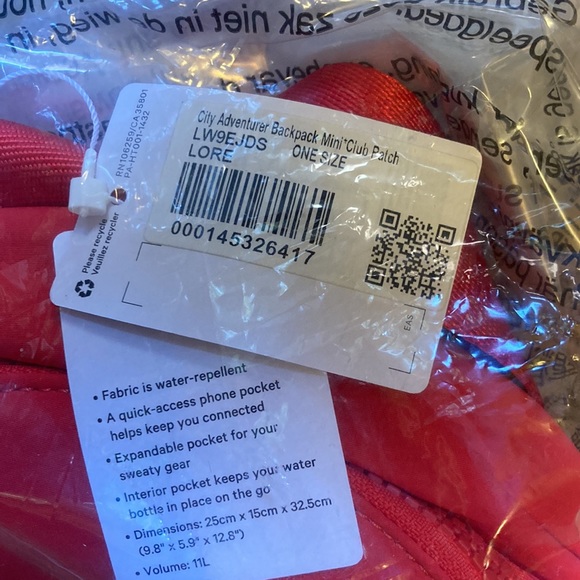 🔥 Lululemon City Adventurer Backpack Mini 11L Club Patch edition Love Red - Picture 9 of 10